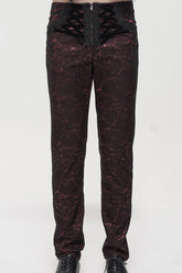 Pantalon pour homme avec motif gothique brillant, cordon de serrage et décoration en dentelle